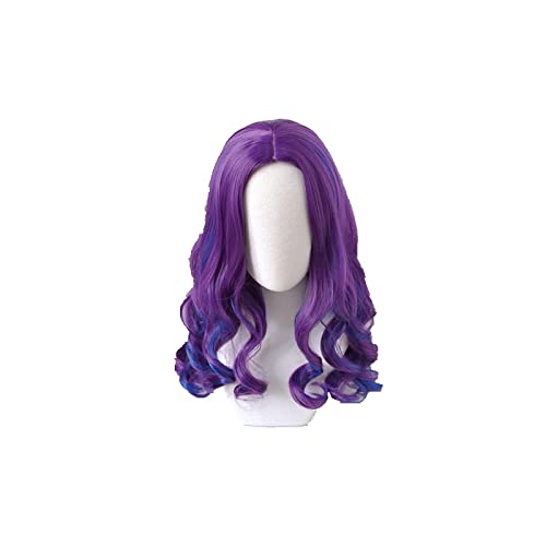 Descendants 3 Mal Purple Blue Ombre Wavy Cosplay Wig Synthetic Hair Halloween Costume Party Wigs For Women von RUIRUICOS