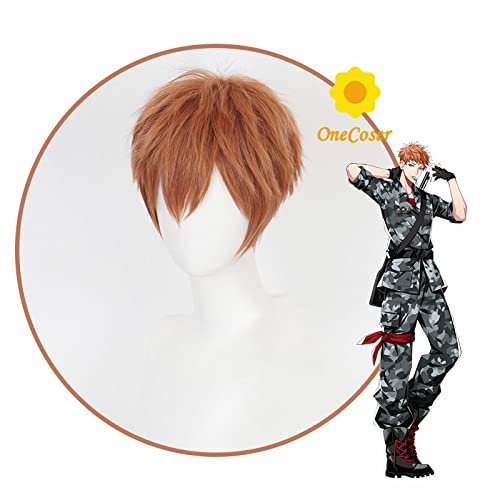 Division Rap Battle Hypnosis MIC DRB Busujima Mason Rio Cosplay Short Brown Wig Heat-resistant Fiber Hair + Wig Cap Party Men von RUIRUICOS