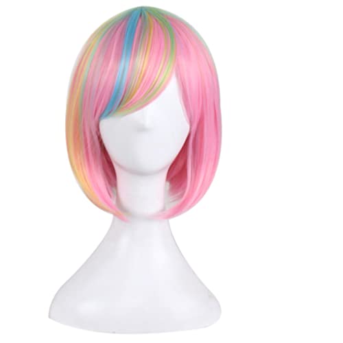 Fashion Sexy Rose Net Colorful Rainbow Wig Short Ombre Straight Bob Wigs For Women Synthetic Hair Cosplay Wig 8 Models OneSize colorful2 von RUIRUICOS