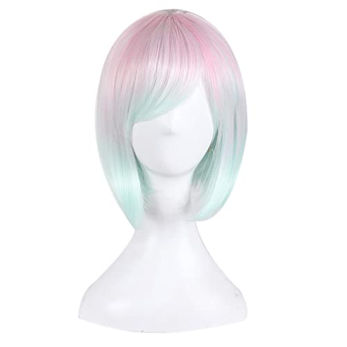 Fashion Sexy Rose Net Colorful Rainbow Wig Short Ombre Straight Bob Wigs For Women Synthetic Hair Cosplay Wig 8 Models OneSize colorful8 von RUIRUICOS