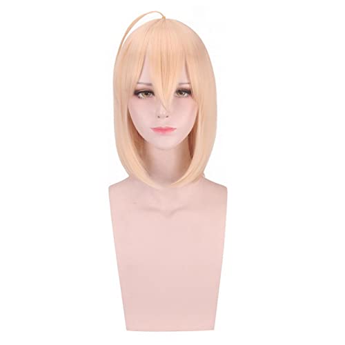 Fate/Grand Order Saber KINOMOTO SAKURA Blonde Short Cosplay Wig Synthetic Hair Halloween Costume Party Wigs For Women von RUIRUICOS