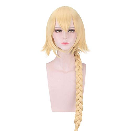 Fate Apocrypha FGO Ruler Joan of Arc 90cm Anime Cosplay Wig Synthetic Yellow Long Braiding Hair Wigs For Women von RUIRUICOS