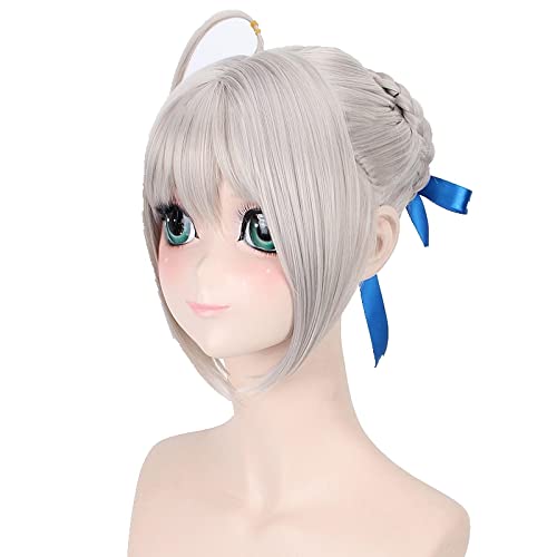 Fate Stay Night Arturia Pendragon Saber Cosplay Wig Blonde Grey Styled Updo Anime Costume Full Wigs For Party 3 Colors OneSize grey von RUIRUICOS