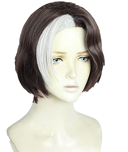 Final Fantasy FF14 FFXIV Emet-Selch Cosplay Short Brown Silver Mixed Color Heat Resistant Synthetic Hair+ Wig Cap Halloween von RUIRUICOS