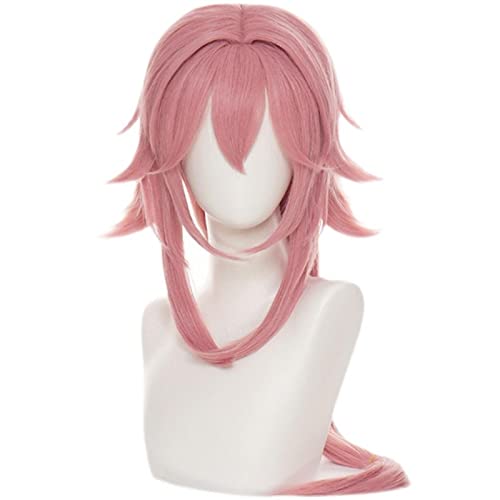 Game Genshin Impact Cosplay Yae Miko Guuji Yae Wig Pink Long 90cm Genshin Impact Heat Resistant Hair Women Halloween Party Wig von RUIRUICOS