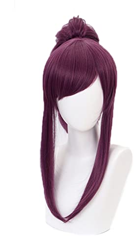 Game KDA Akali Dark purple Ponytail Heat Resistant Synthetic Hair Halloween Party Cosplay Wig OneSize A von RUIRUICOS