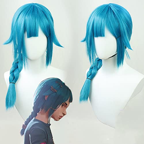 Game Kid Jinx Baobao Cosplay Wig for Unisex Women Girl 60cm Blue Braided Halloween Christmas Party Cosplay Props Gift von RUIRUICOS