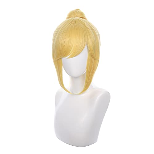 Game Lux Cosplay Wig Luxanna Women Golden Long Detachable Ponytail Hair Wig + Wig Cap von RUIRUICOS