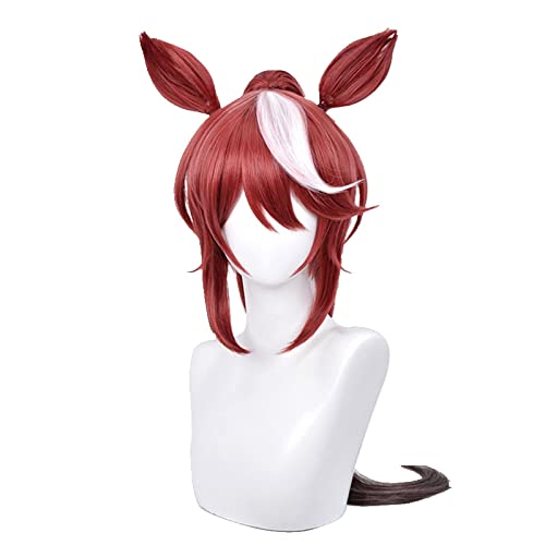 Game Umamusume Pretty Derby Tokai Teio Cosplay Wig Long Ponytail Hair with Ears Heat-resistant Fiber Hair + Wig Cap Halloween von RUIRUICOS