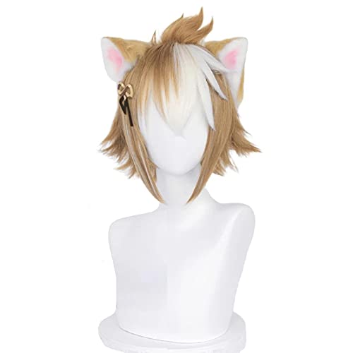 Genshin Impact Cosplay Gorou Wig Men Short Brown Hairpiece with Ears Game Cosplay Synthetic Hair Heat Resistant Halloween OneSize 2wigandears von RUIRUICOS