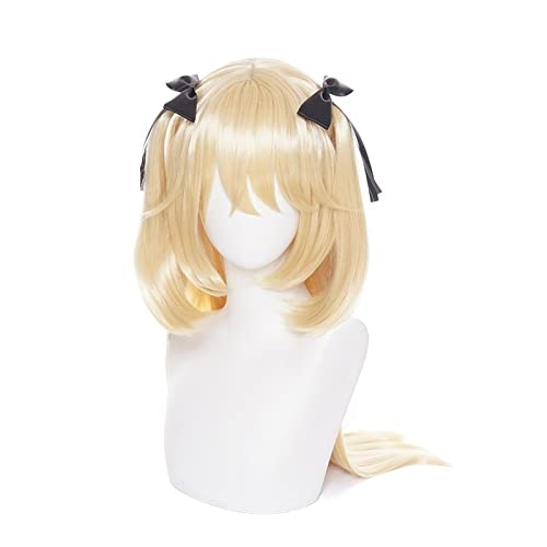 Genshin Impact Fischl Cosplay Wig Game Headgear Woman Golden Hair and Black Bow Headwear Heat-resistant High Temperature Wire von RUIRUICOS