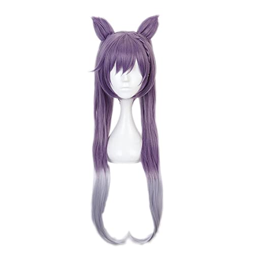 Genshin Impact Keqing Wig Cosplay Dark Purple Long Heat Resistant Synthetic Hair Women Halloween Carnival with Headwear von RUIRUICOS