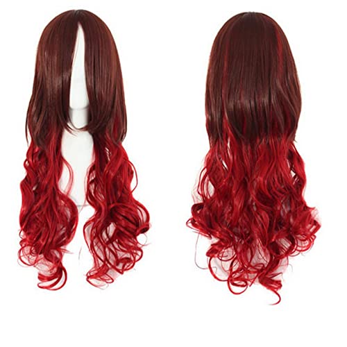 Harajuku ita Blue Pink Ombre Hair Wigs For Women Cheap Anime Cosplay Long Wavy Synthetic Wig With Bangs For Costume Party OneSize redombre von RUIRUICOS