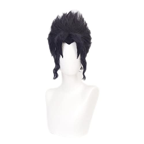 JOJO& Bizarre Adventure Kujo Jotaro Cosplay Short Black Wig Golden Wind Heat-resistant Fiber Hair + Wig Cap Party Props Men von RUIRUICOS