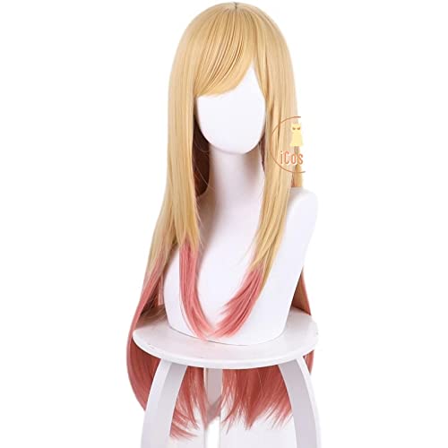 Marin Kitagawa Cosplay Wig Anime My Dress-Up Darling Yellow Pink Mix Color Long Hair Heat Resistant Fiber Hair Party Girls Gifts von RUIRUICOS