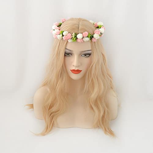 Middle Part Anime Golden Blonde Long Wavy Wig Synthetic Hair Princess Carol Cosplay Party Wigs For Women von RUIRUICOS