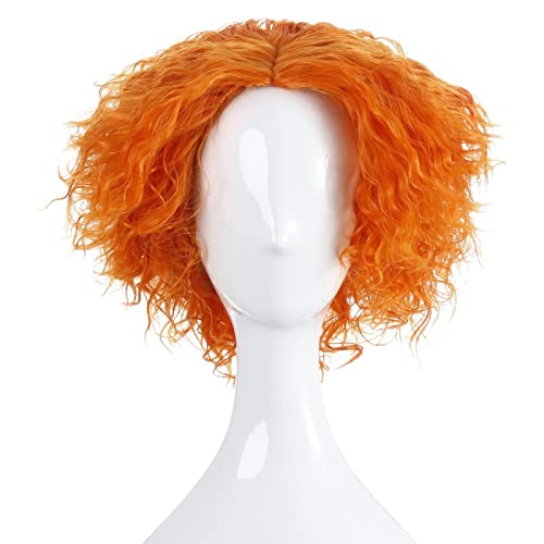 Movie Wig Heat Orange Short Curly Hair Resistant Synthetic Hair Wig Cap Halloween Party Props von RUIRUICOS