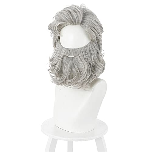 Movie the Christmas Chronicles Cosplay Silver Gray Santa Claus Wig Beard Curly Facial Hair Wigs Xmas + Wig Cap von RUIRUICOS