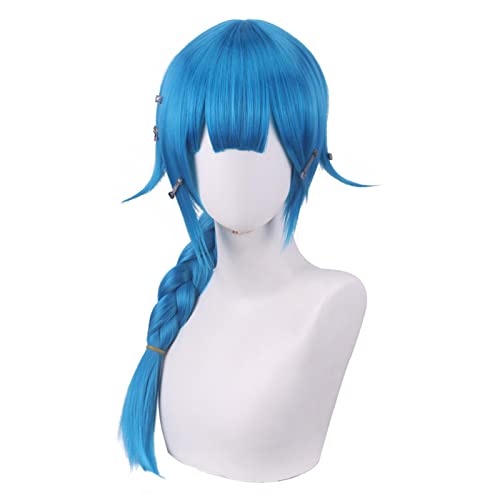 RUIRUICOS Arcane Jinx Wig Cosplay Costume Blue Long Braid Heat Resistant Synthetic Hair Jinx Juvenile Women Wigs von RUIRUICOS