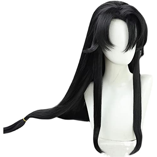 Sasayuri Cosplay Wig Game Genshin Impact Sasayuri Black Long Straight Cosplay Hair Halloween Role Play von RUIRUICOS