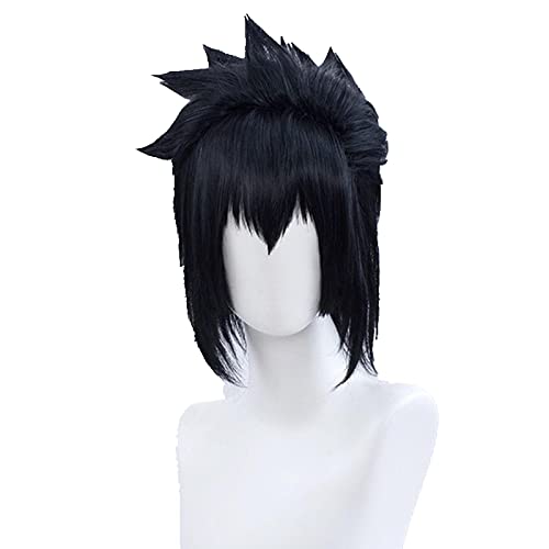 Sasuke Uchiha Cosplay Men Short Black Wig Cosplay Anime Cosplay Wig Heat Resistant Synthetic Wigs + Wig Cap von RUIRUICOS