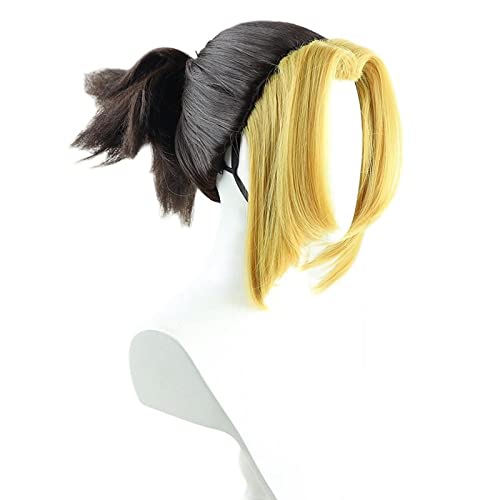 Season 2 Anime Makio Cosplay Wig Yellow Black Short Ponytail Hair halloween party Costume Wig + Wig Cap von RUIRUICOS