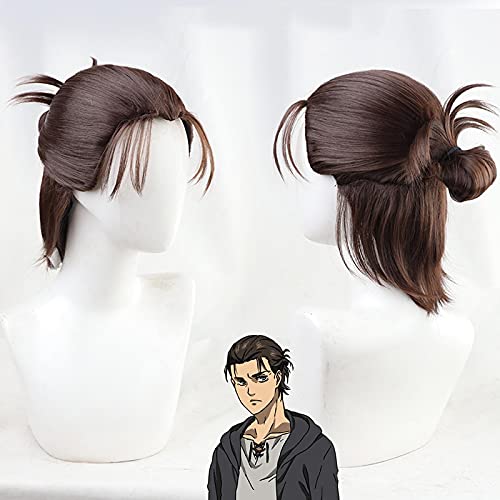 The Final Season Attack on Titan Eren Jaeger Cosplay Wig Brown Heat Resistant Synthetic Hair 2 Types Wigs + Wig Cap OneSize B von RUIRUICOS