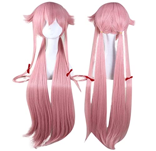 The Future Diary Yuno Gasai 80cm Long Pink Straight Women's Girl Heat Resistant Cosplay Costume Wig + Track + Cap von RUIRUICOS