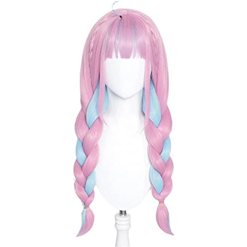 VTuber Hoive Minato Aqua Wig Mixed Blue Pink Braids Girls Twin Ponytails Holo no Graffiti Cosplay Wig Long Braided Synthetic von RUIRUICOS