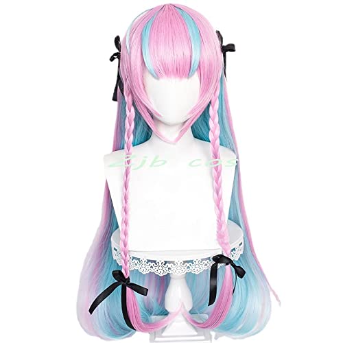 VTuber Minato Aqua cosplay Wig Cosplay Mixed Blue Pink BraidsDouble tail Long hair+ Brand wig cap von RUIRUICOS