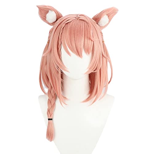 Vtuber Hoive Hiiro Cosplay Wig Heat Resistant Synthetic Long Pink Hair Wig+ Wig Cap+Ears von RUIRUICOS