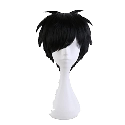 Yuri On Ice Katsuki Yuri Short Black Cosplay Wig Men Heat Resistant Synthetic Anime Hair Slicked-back Costume Wigs + Wig Cap OneSize blackwig1 von RUIRUICOS