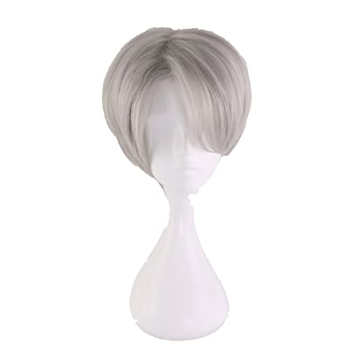 Yuri On Ice Victor Nikiforov Short Grey Cosplay Wig Men Synthetic Hair Costume Party Wigs + Wig Cap von RUIRUICOS