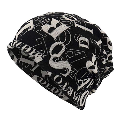 RUIRUILICO Damen Baumwolle Turban Mützen Mode Liebhaber Brief Printed Mütze Weicht Slouchy Beanie Mütze Klassische Doppelter Zweck Schal Mütze Elastisch Atmungsaktiv Chemo Turban Schlafmütze von RUIRUILICO