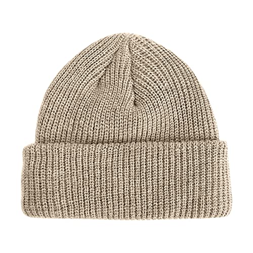 RUIRUILICO Damen Retro Mützen Einfarbig Cuffed Plain Beanie Mütze Herren Herbst Winter Warme Winddicht Strickmütze Unisex Outdoor Street Teenager Wintermützen Merino Wollmütze von RUIRUILICO