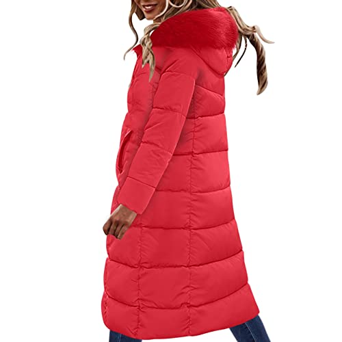 RUIRUILICO Damen Wintermantel Winddicht Verdicken Daunenmantel Frauen Lässiges Reißverschluss Lang Kapuzemantel Herbst Winter Große Größe Warm Daunen Mantel(S-6XL) von RUIRUILICO