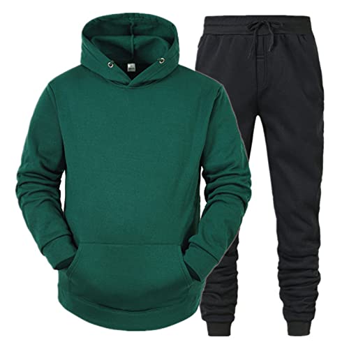 RUIRUILICO Jogginganzug Herren 2-Teilig Trainingsanzug Set Einfarbig Hoodie Mit Taschen Und Jogginghose Zweiteiler Baggy Bequemer Freizeitanzug FüR Sport Fitness Und Zuhause von RUIRUILICO