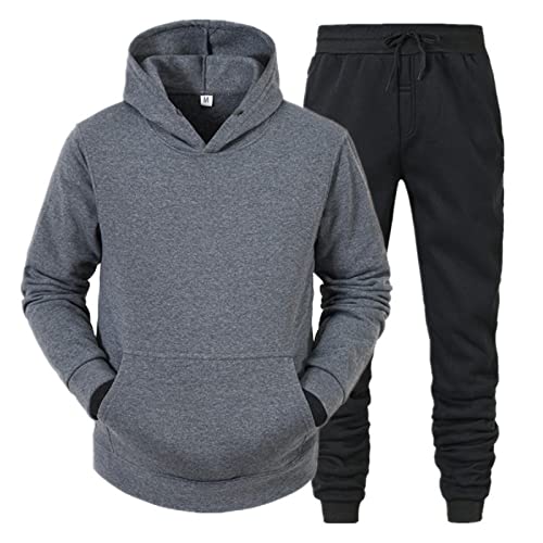 RUIRUILICO Jogginganzug Herren 2-Teilig Trainingsanzug Set Einfarbig Hoodie Mit Taschen Und Jogginghose Zweiteiler Baggy Bequemer Freizeitanzug FüR Sport Fitness Und Zuhause von RUIRUILICO