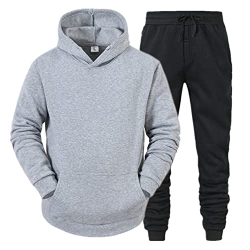 RUIRUILICO Jogginganzug Herren 2-Teilig Trainingsanzug Set Einfarbig Hoodie Mit Taschen Und Jogginghose Zweiteiler Baggy Bequemer Freizeitanzug FüR Sport Fitness Und Zuhause von RUIRUILICO