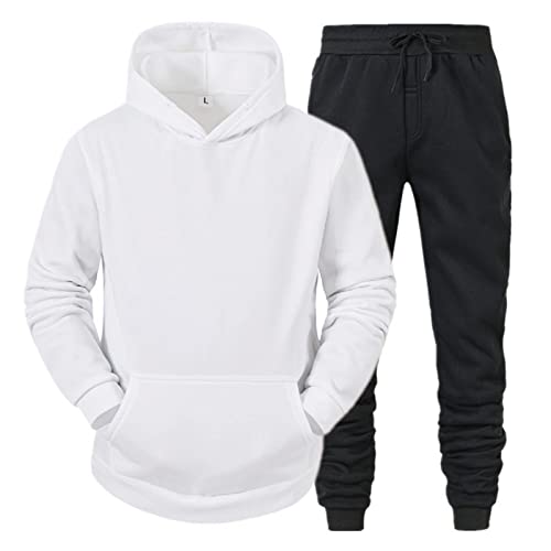 RUIRUILICO Jogginganzug Herren 2-Teilig Trainingsanzug Set Einfarbig Hoodie Mit Taschen Und Jogginghose Zweiteiler Baggy Bequemer Freizeitanzug FüR Sport Fitness Und Zuhause von RUIRUILICO