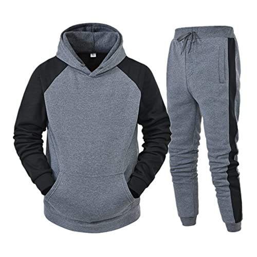 RUIRUILICO Jogginganzug Herren 2-Teilig Trainingsanzug Set Einfarbig Hoodie Mit Taschen Und Jogginghose Zweiteiler Baggy Bequemer Freizeitanzug FüR Sport Fitness Und Zuhause von RUIRUILICO