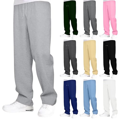 RUIRUILICO Jogginghose Herren Breite Baggy Sweatpants Elastische Taille Baumwolle Atmungsaktive Sweat Pants Einfarbige Winter Warme Lang Sporthose Mit Taschen MäNner Outdoor Freizeithose von RUIRUILICO