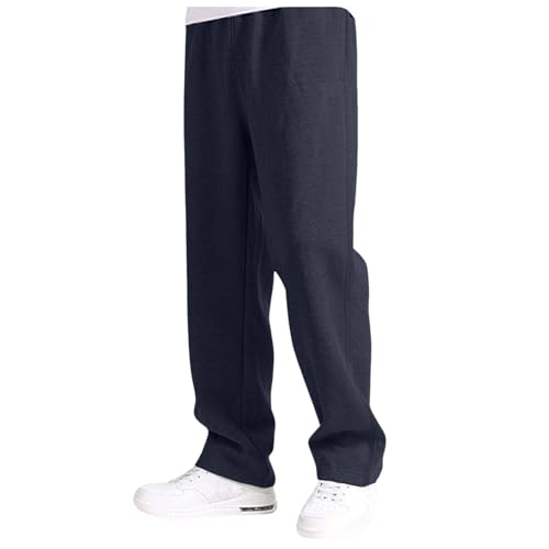 RUIRUILICO Jogginghose Herren Breite Baggy Sweatpants Elastische Taille Baumwolle Atmungsaktive Sweat Pants Einfarbige Winter Warme Lang Sporthose Mit Taschen MäNner Outdoor Freizeithose von RUIRUILICO