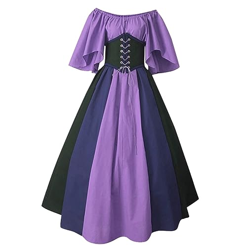 RUIRUILICO Mittelalter Kleid Damen Renaissance Maxikleid Mit äRmeln Gothic Vintage Partykleid FüR Karneval, Halloween Mittelalterfest Barock Steampunk KostüM In üBergrößEn S-5xl von RUIRUILICO