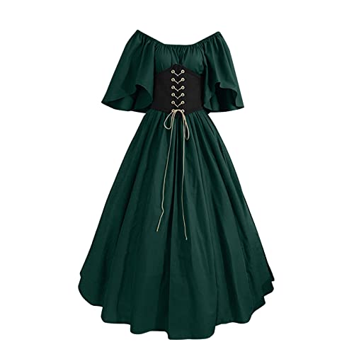 RUIRUILICO Mittelalter Kleid Damen Renaissance Maxikleid Mit äRmeln Gothic Vintage Partykleid FüR Karneval, Halloween Mittelalterfest Barock Steampunk KostüM In üBergrößEn S-5xl von RUIRUILICO