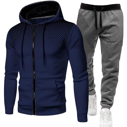 RUIRUILICO Trainingsanzug Herren 2 Teilig Jogginganzug Set Baumwolle Kapuzenpullover Und Jogginghose Bequemer Sportanzug Mit Kapuze Winter Warm Freizeitanzug FüR Gym Freizeit Zuhause von RUIRUILICO