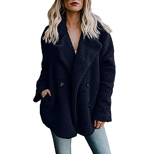 RUIRUILICO Wollmantel Damen Oversized Warm Plüschjacke Langarm Revers Teddymantel Winter Teedy-Fleece Overcoat Oberbekleidung Große Größen Elegant Witnermantel Parka von RUIRUILICO