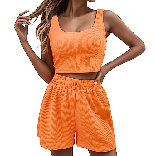 RUIRUILICO Zweiteiler Damen Sommer Atmungsaktives Crop Top Kurze Shorts Set Workout Hosenanzug FüR Gym Loungewear Freizeit Y2k äSthetik In Einfarbig Mit Elastischer Taille GrößEn XS-XL RUIRUILICO Zweiteiler Damen Sommer Atmungsaktives Crop Top Kurze Shorts Set Workout Hosenanzug FüR Gym Loungewear Freizeit Y2k äSthetik In Einfarbig Mit Elastischer Taille GrößEn XS-XL von RUIRUILICO