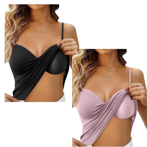2er Pack Damen Baumwolle Tank Top mit Regal BH Unterhemd Verstellbarer breiter Riemen Camisole Basic Cami Tanks Top Damen Schwarz Baumwolle Unterhemden Lang Top mit integriertem BH Verstellbare 2er Pack Damen Baumwolle Tank Top mit Regal BH Unterhemd Verstellbarer breiter Riemen Camisole Basic Cami Tanks Top Damen Schwarz Baumwolle Unterhemden Lang Top mit integriertem BH Verstellbare von RUITOTP