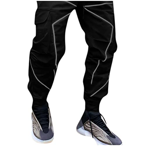 Herren Cargo Hosen Hip Hop Techwear Harem Hose Jogger Sweatpants mit Taschen Punk Lässig Jogging Hosen von RUITOTP